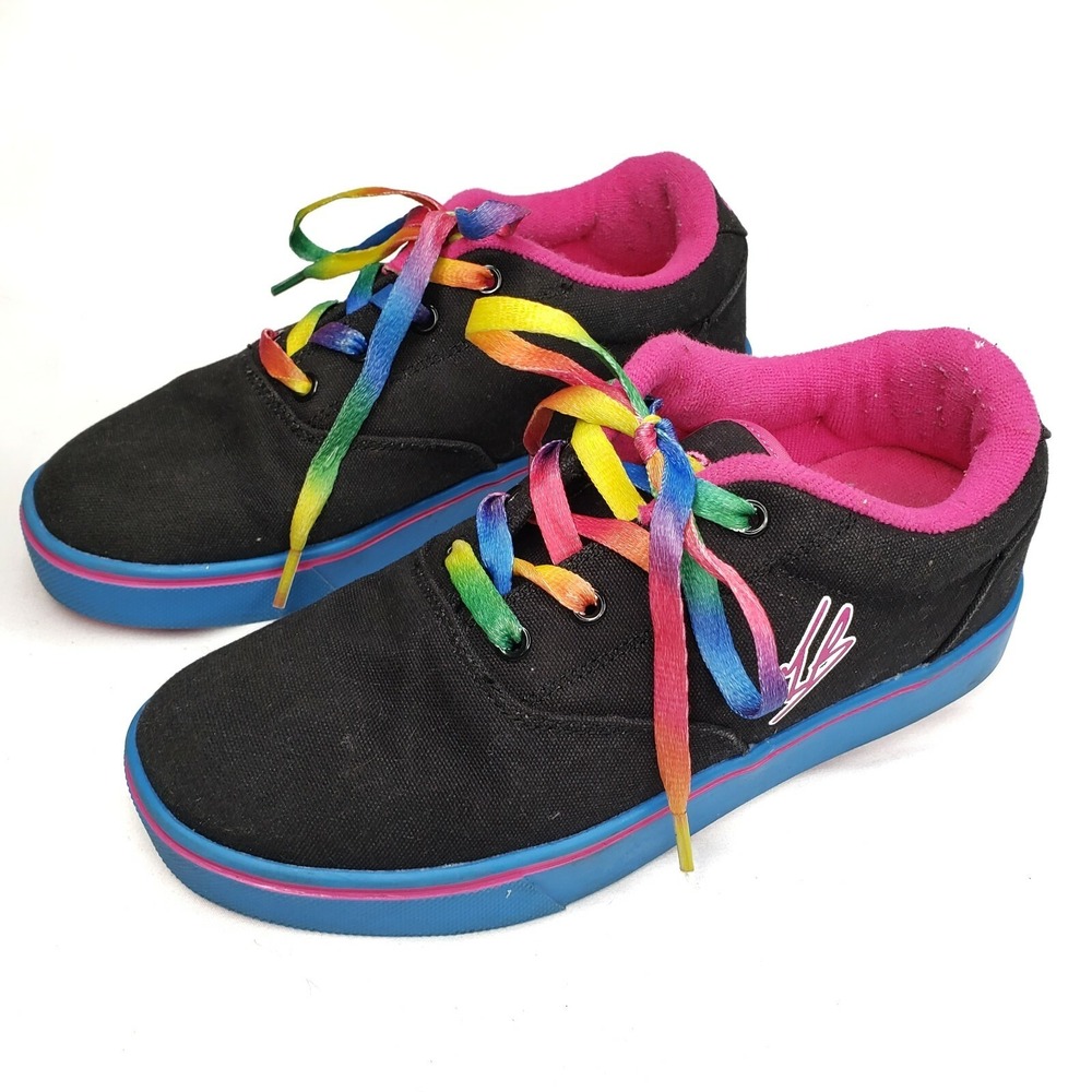 Heelys Launch Canvan Sneaker Girls Youth 5 Women's‎ 6 Black Blue Pink Rainbow